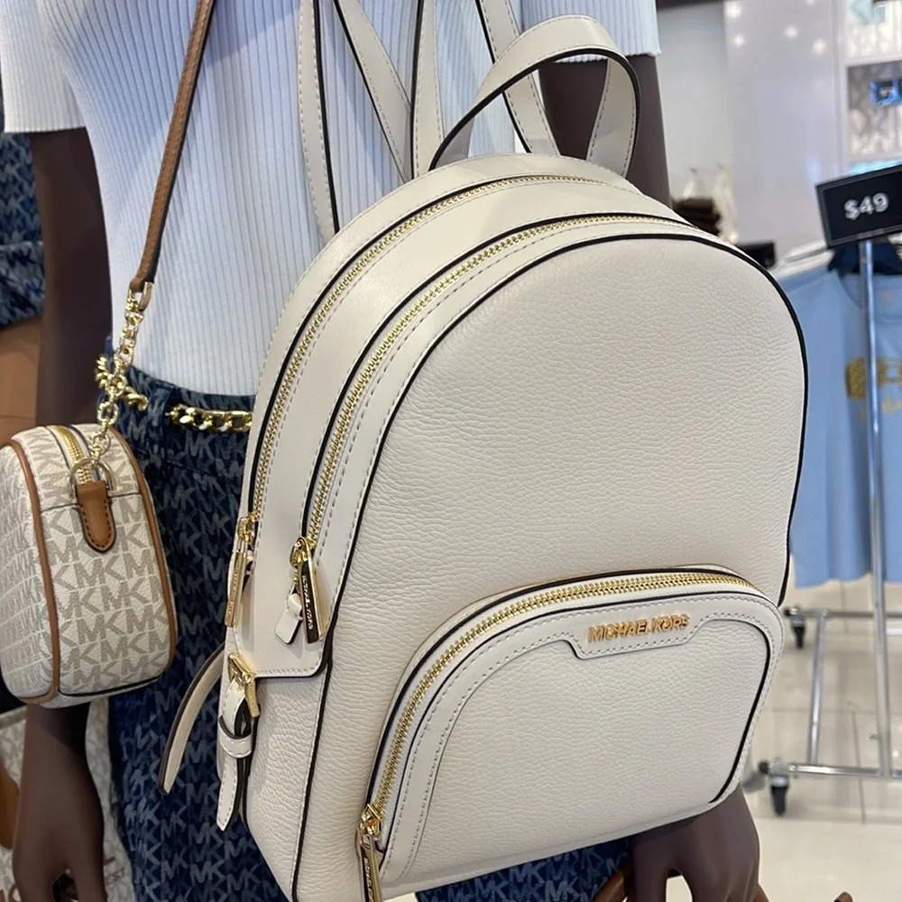Michael Kors Cream Leather Mini Backpack with Gold Hardware
